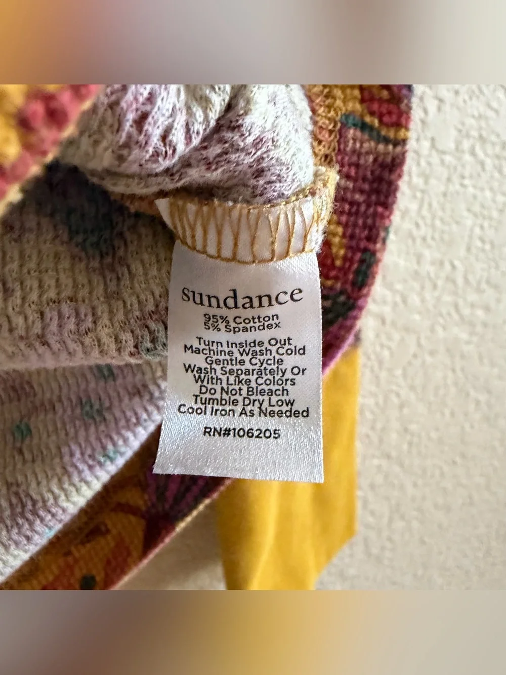 Sundance Roseanne Thermal Top Floral Waffle Knit Top Ochre Yellow Petite Small